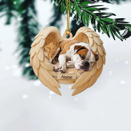 MollyTee Personalized Sleeping American Bulldog Christmas Ornament, Dog Angel Wings 2D Flat - image 2