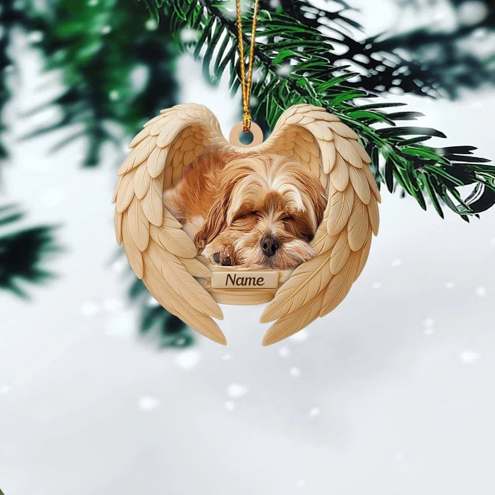 MollyTee Personalized Sleeping Havanese Dog Christmas Ornament, Dog Angel Wings 2D Flat - image 2