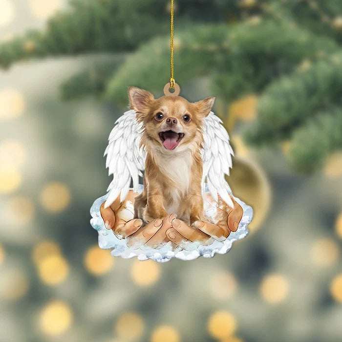 MollyTee Chihuahua dog sleeping Angel Wings Christmas,love Chihuahu dog car Ornament Gift 2D Flat - image 1