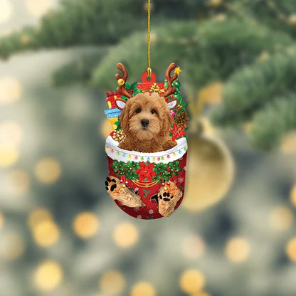 MollyTee Goldendoodle Dog Snow Pocket Christmas Ornament, Goldendoodle Dog Xmas Ornament 2D Flat - image 1