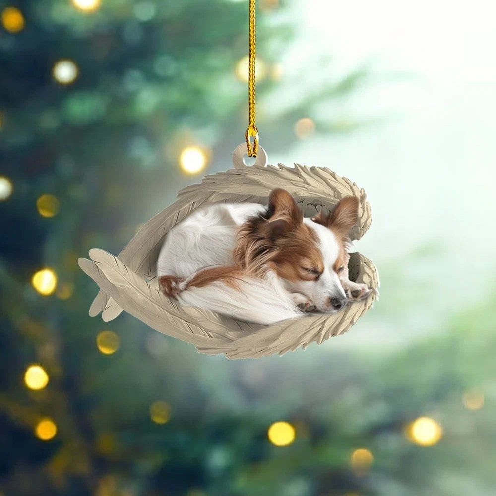 MollyTee Personalize Papillon Dog Angel Wings Ornament, Papillon Sleeping Angel Ornament 2D Flat - image 1