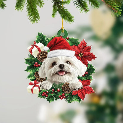 MollyTee Personalized Shih Tzu Dog Christmas Wreath Ornament, Dog Hanging Ornament 2D Flat - image 2
