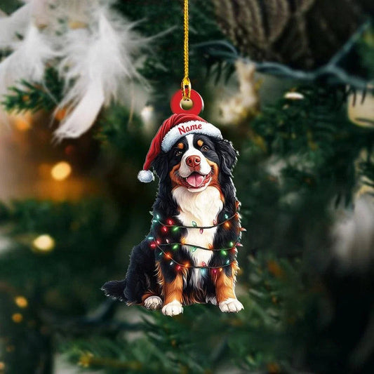 MollyTee Personalized Bernese Mountain Dog Christmas Lights Ornament, Bernese 2D Flat - image 1