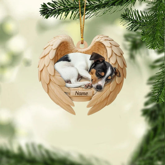 MollyTee Personalized Sleeping Rat Terrier Dog Christmas Ornament, Dog Angel Wings 2D Flat - image 1