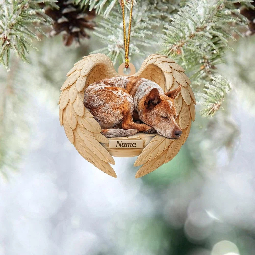 MollyTee Personalized Sleeping Heeler Dog Christmas Ornament, Dog Angel Wings6 2D Flat - image 3