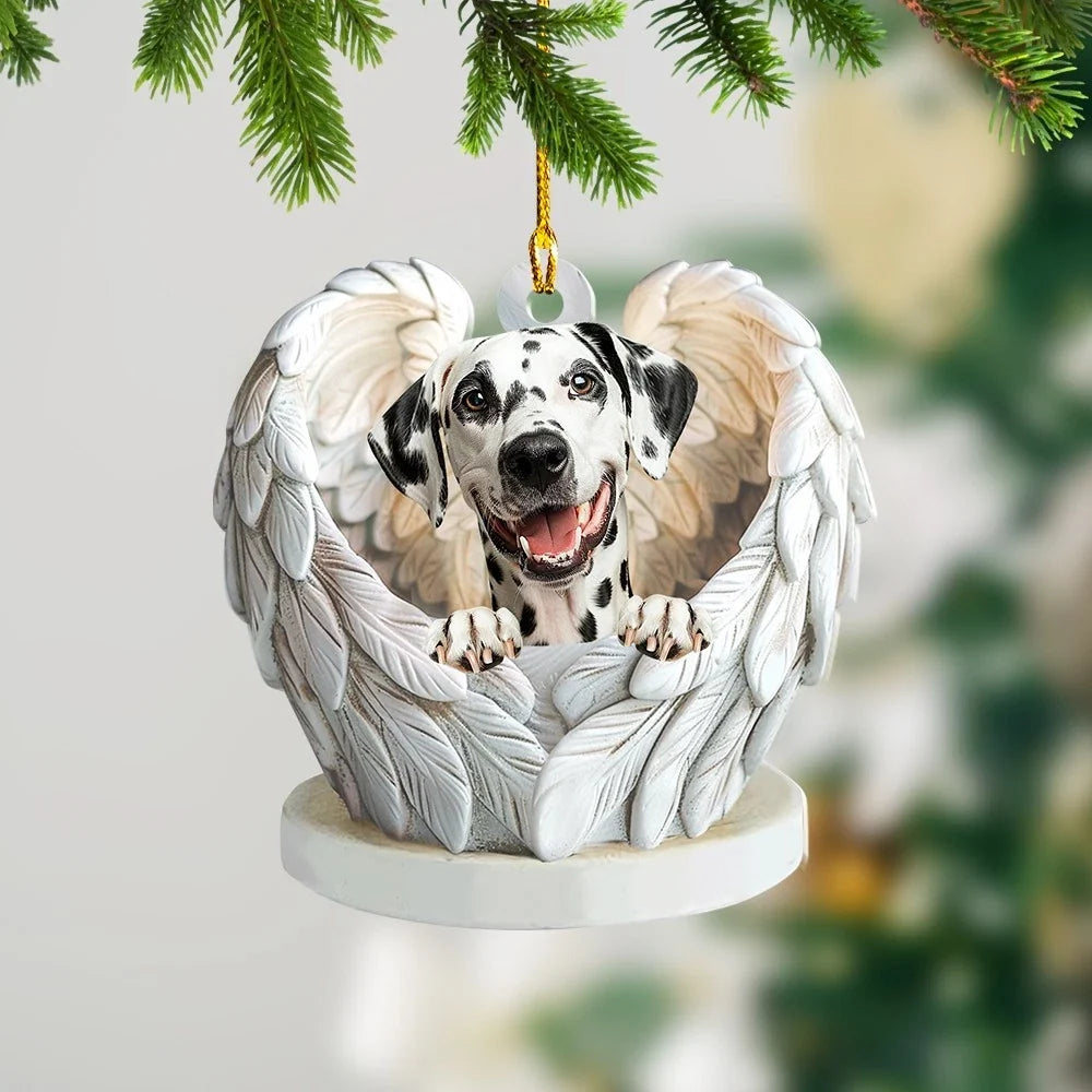 MollyTee Personalized Dalmatian Dog Angel Wings Ornament, Dalmatian Christmas Ornament 62D Flat - image 1