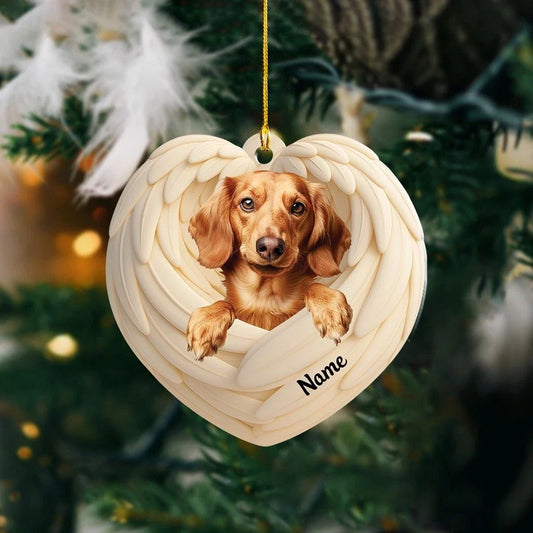MollyTee Personalized Dachshund Dog Christmas Ornament, Dog Angel Wings Ornament 2D Flat - image 2