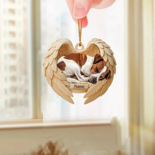 MollyTee Personalized Sleeping Jack Russell Terrier Dog Ornament, Dog Angel Wings 2D Flat - image 2