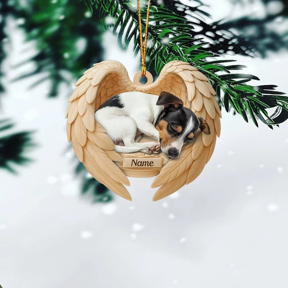 MollyTee Personalized Sleeping Rat Terrier Dog Christmas Ornament, Dog Angel Wings 2D Flat - image 3