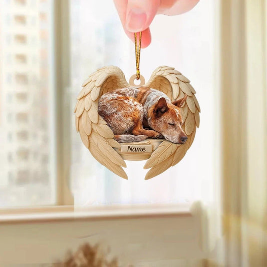 MollyTee Personalized Sleeping Heeler Dog Christmas Ornament, Dog Angel Wings6 2D Flat - image 2