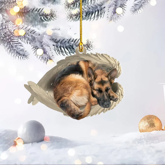 MollyTee Personalized Sleeping German Shepherd Dog Christmas Ornament, Dog Angel Wings 2D Flat - image 2