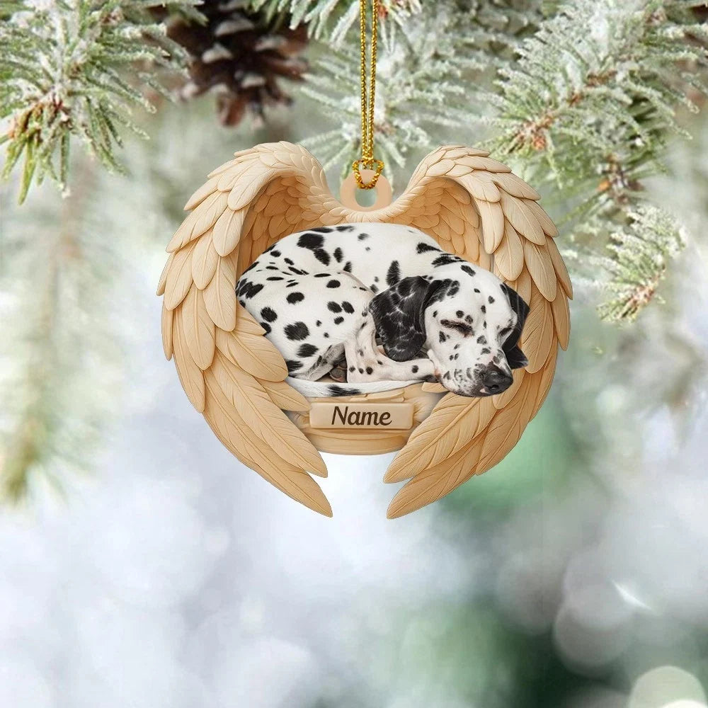 MollyTee Personalized Sleeping Dalmatian Dog Christmas Ornament, Dog Angel Wings66 2D Flat - image 3