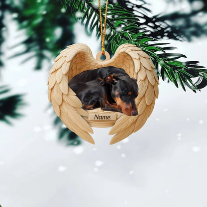 MollyTee Personalized Sleeping Doberman Pinscher Dog Christmas Ornament, Dog Angel Wings 2D Flat - image 2
