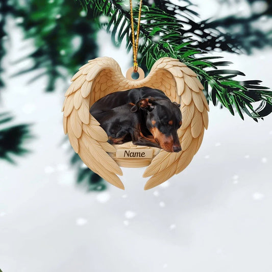 MollyTee Personalized Sleeping Doberman Pinscher Dog Christmas Ornament, Dog Angel Wings 2D Flat - image 2