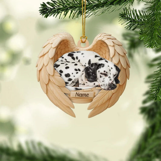 MollyTee Personalized Sleeping Dalmatian Dog Christmas Ornament, Dog Angel Wings66 2D Flat - image 1