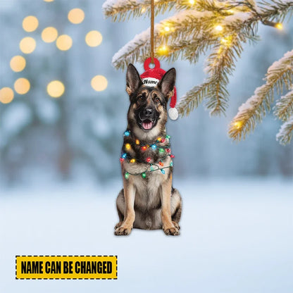 MollyTee Personalized German Shepherd Dog Christmas Ornament, Dog Christmas Lights 2D Flat - image 2
