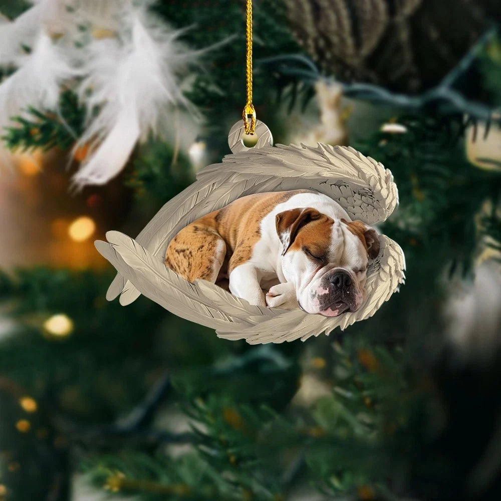 MollyTee Personalized Sleeping American Bulldog Christmas Ornament, Dog Angel Wings2 2D Flat - image 1