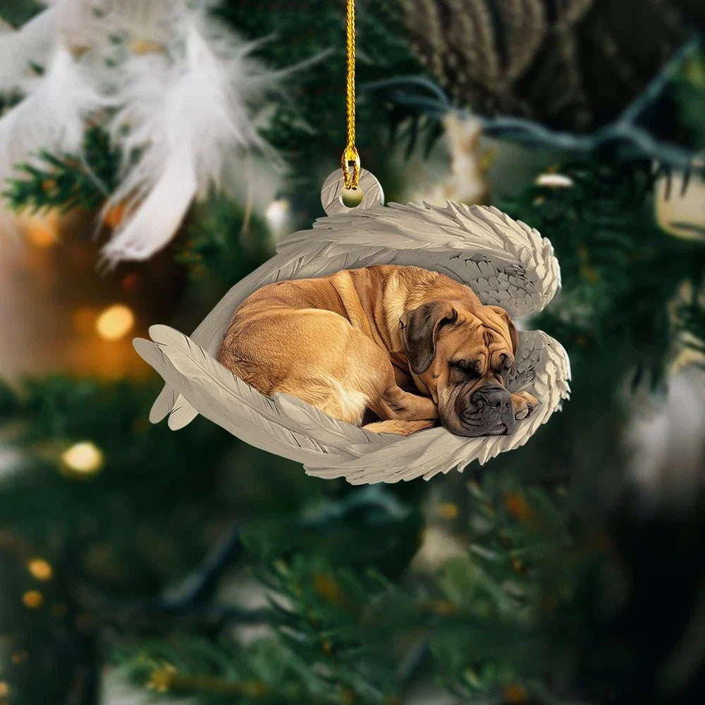 MollyTee Personalized Sleeping Boerboel Dog Christmas Ornament, Dog Angel Wings 2D Flat - image 2