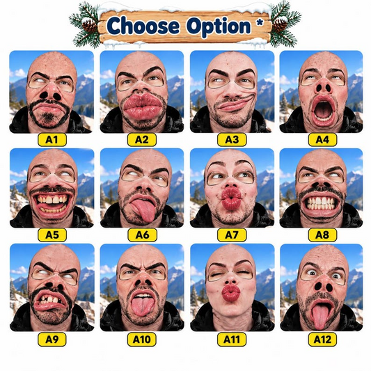 MollyTee Funny Ugly Face Ski Mask Hilarious Facial Expressions Big Lips Mustache & Goofy Smile Full Face Balaclava (12 masks)